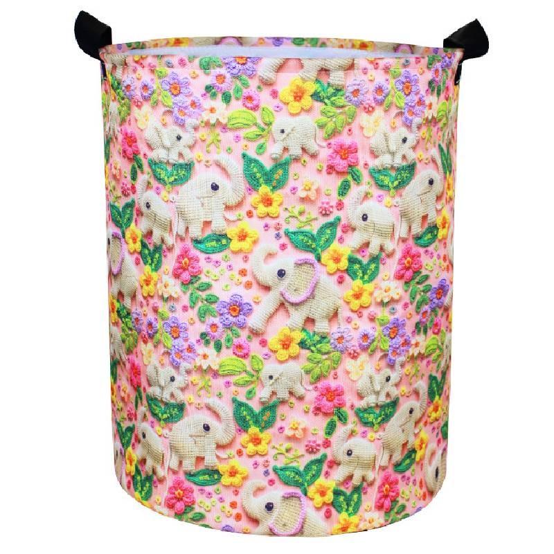 

Butterfly Rabbit Elephant Bear Flower 3d Print Cylinder Clothes Basket Storage Elephant