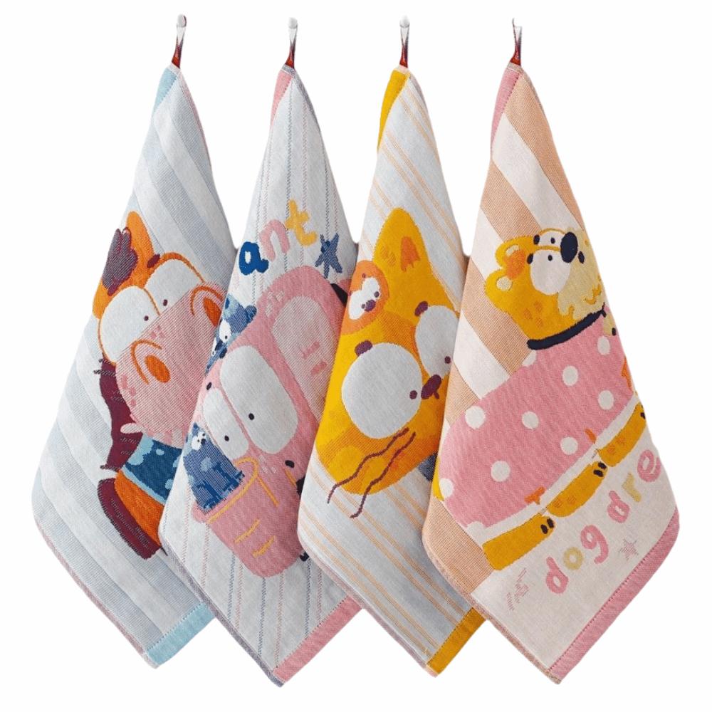 Cartoon Kitchen Towel 4 Layer Cotton Gauze Tea Towel Pure Cotton Dish Cloth Home Restaurant