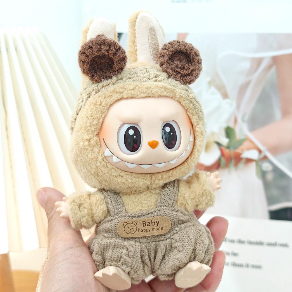 Doll Clothes & Accessories: First & Second Gen Labubu Charm Outfits - Cute Rabbit & Bear Overalls