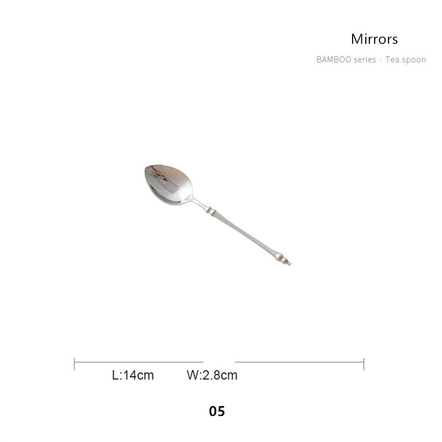 304 Stainless Steel Western Cutlery Bamboo Idea Design Japanese Retro Style Steak Knife, Fork and Spoon Set Chopsticks