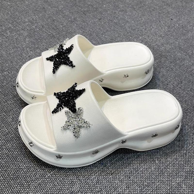

Super soft platform slippers women s summer sweet and cool punk style new outer wear non-slip heightening beach cool slippers 40-41 белый