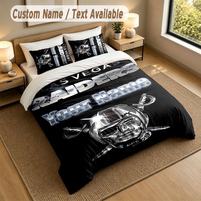 Bedding Set 1 Duvet Cover 2 Pillowcases Las Vegas Raiders Print Soft Bed Linen Bedroom Decor