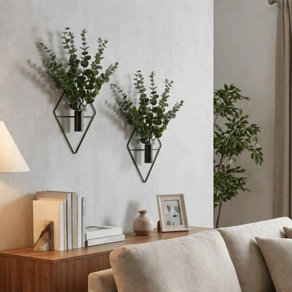 2PCS Decorative Wall Hanging Vase Iron Dried Flower Holder Modern Metal Wall Vase  Home Decor