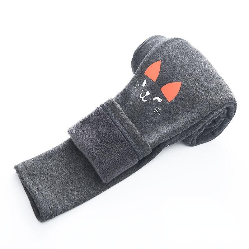 Jenter Tegneserie Tettsittende Underdelsbukser Høst og Vinter Fortykning Tykk Tynn Fløyel Varm Baby Barnebukser Stretch Yttertøy Bukser