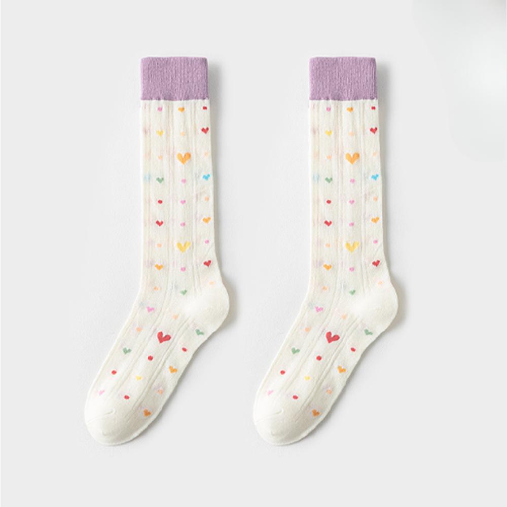 

Женские весенне-летние хлопковые носки с бантиком, милые, дышащие, дезодорирующие, до середины икры, махровые 1 pair фиолетовый