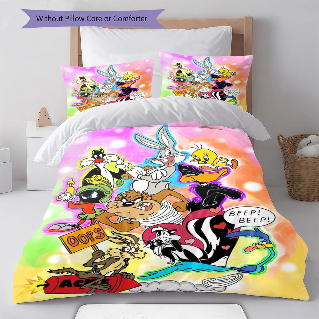 Classic Cartoon Pattern Bedding Quilt Set Quilt Cover Pillowcase Home Decoration Gift (1 * duvet cover + 2 * pillowcase, without core)