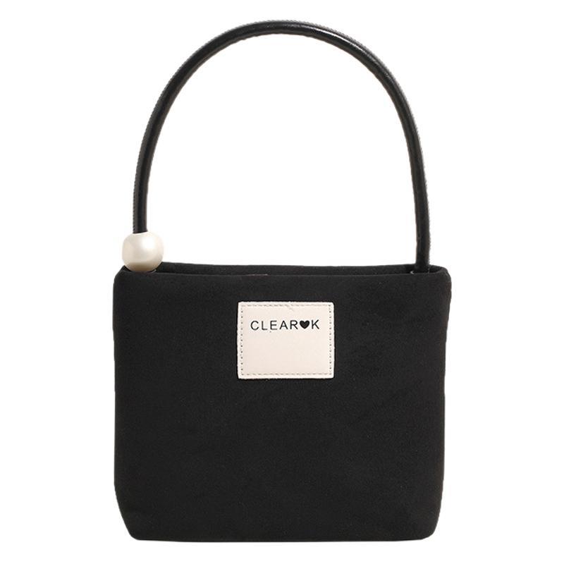 2025 new niche design pearl fashionable shoulder handbag women's messenger bag small square bucket bag