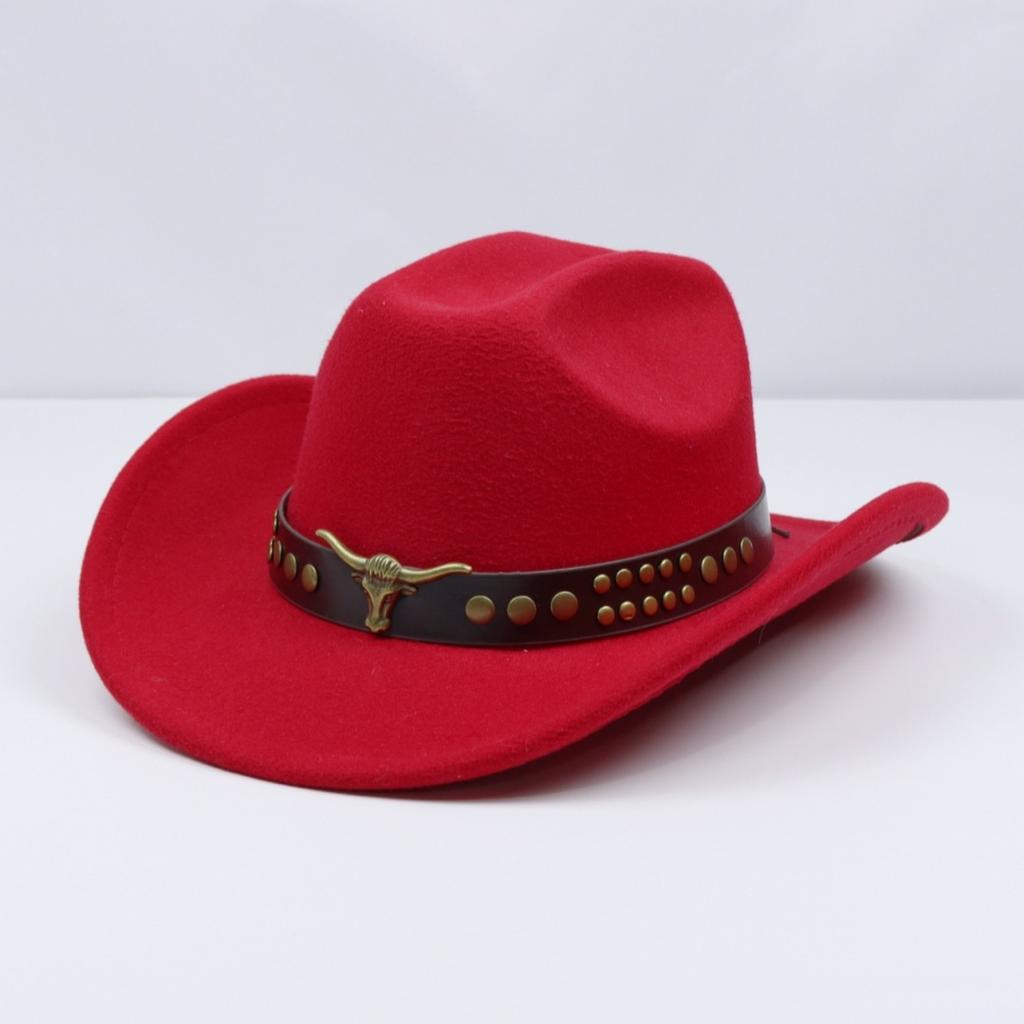 Popular cowhead jazz hat, vintage ethnic style wide-brimmed woolen hat, British gentleman's conical felt hat