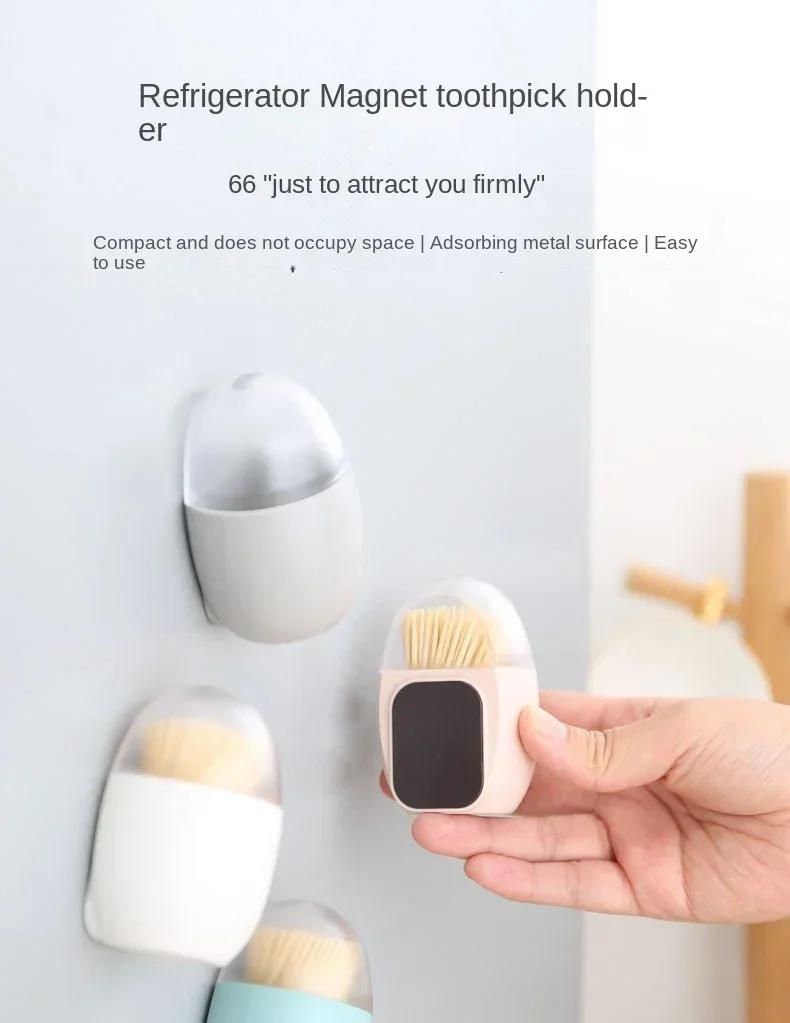 Egg Magnet Toothpick Box Kitchen Restaurant Toothpick Storage Container Nordic Portable Toothpick Jar Refrigerator Sticker Decor