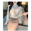 Women's Chinese Style Floral Embroidery Stand Collar Blouse