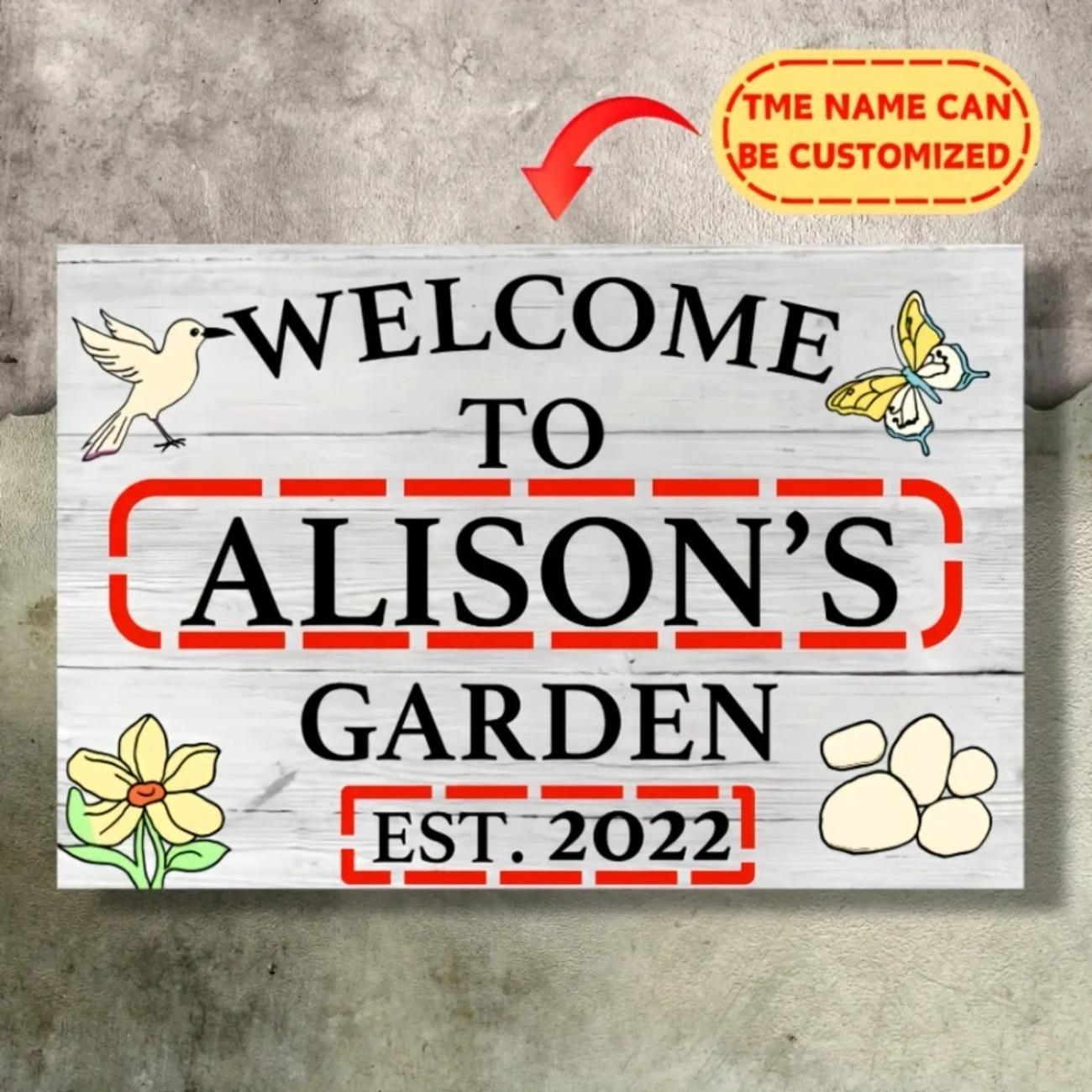 Custom Personalized Retro Aluminum Sign for Outdoor Garden Wall Decor белый