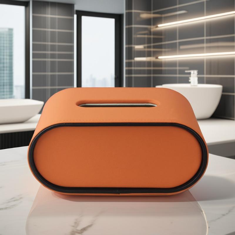 High-end Luxurious Creative Leather Tissue Oval Tissue Box Living Room Bedroom Desktop Napkin Storage Box organizadores