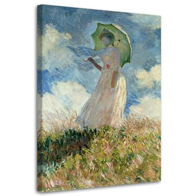 Canvas Print, Woman with Umbrella Turned To the Left - C. Monet Reproduction