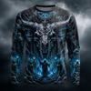 Men's Long Sleeve T-Shirt 3D Full Print Gothic Bull Skull Wizard Werewolf Dark Castle Halloween Street Crew Neck Tops