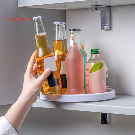 Kitchen Storage Tray Rotatable Non-slip Large Capacity Portable Round Kitchen Seasoning Organizer Turntable Household Supplies