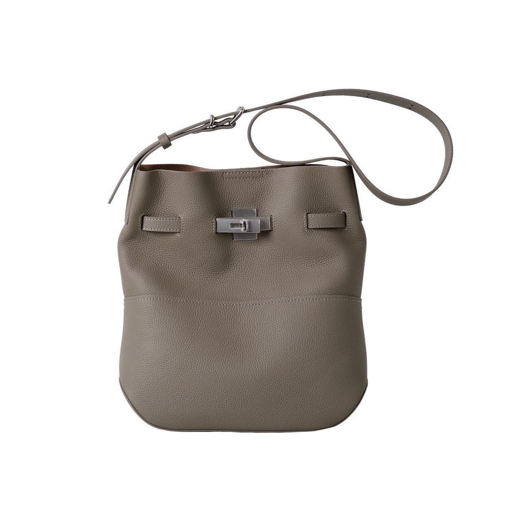 Kopfschicht Rindsleder Eimer Tasche Leinwand Große Kapazität Einfach Pendeln Vielseitig Crossbody Einzelne Schulter