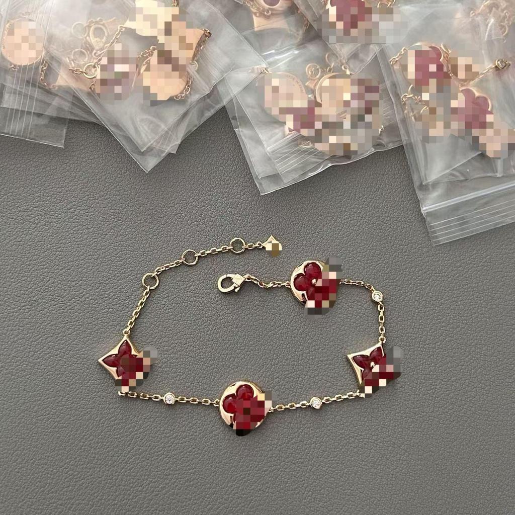 Luxusní sada náhrdelníku a náramku LV Clover & Flower z perleti