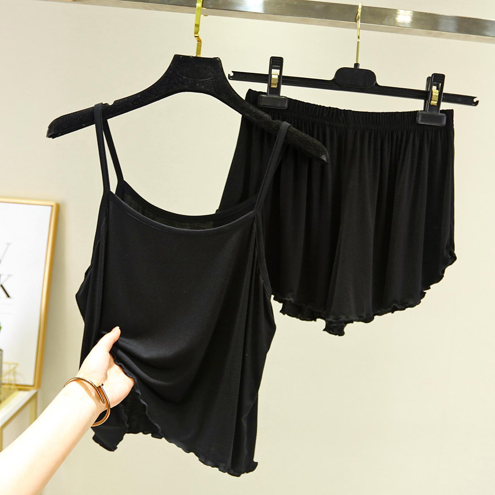 

Горячий летний кружевной комплект пижамы-майки для женщин - Большой размер, свободного кроя, двухпредметный с шортами и майкой. 3XL