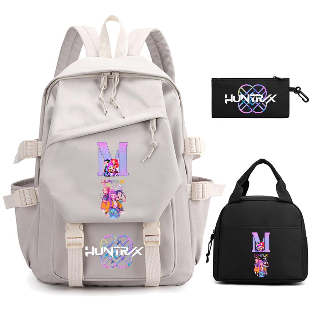 3-teiliges/Set Anime Cartoon Englischer Buchstabe A-Z Bedruckter Rucksack für Jungen Mädchen Schultasche Kinder Studentin Frauen Reisetasche Kindergeschenk