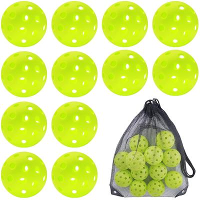 Outdoor Pickleball Balls with Mesh Bag, 40 Holes High Bounce Pickle Ball, Outdoor Pickleballs for Beginner Intermediate Player