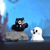 6pcs Luminous Miniature Halloween Cartoon Pumpkin Ghost Figurines Micro Landscape Ornaments Home Office Desk Room Decorations