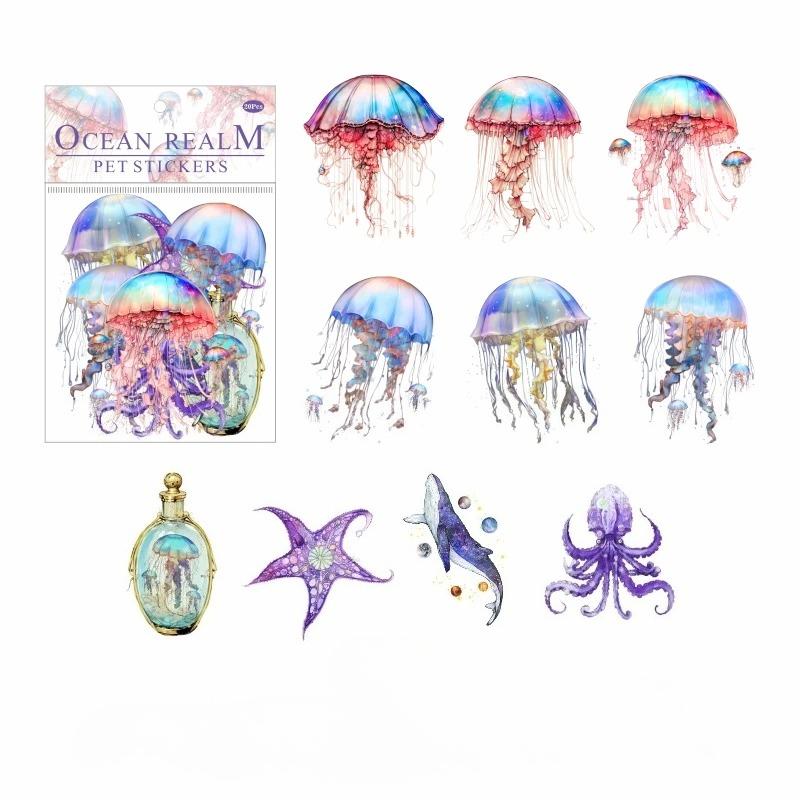 20pcs Underwater World Stickers PET Material Decor Sticker Diary Album Scrapbooking Material Junk Journal Supplies