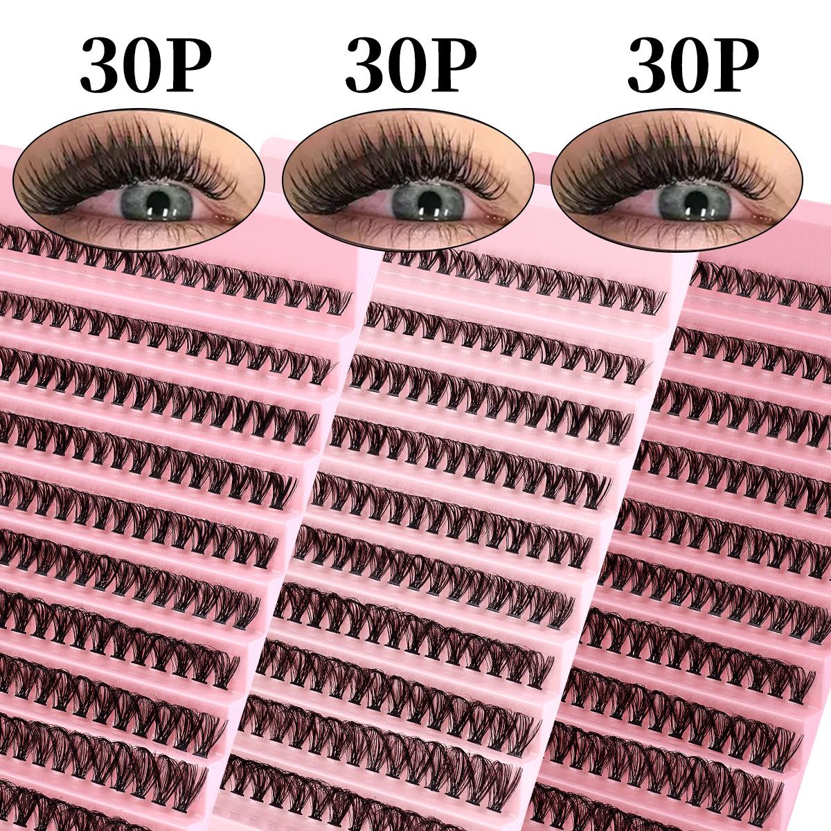 Накладные ресницы одинарного пучка D-изгиба, сегментированное наращивание своими руками, густые завитые ресницы