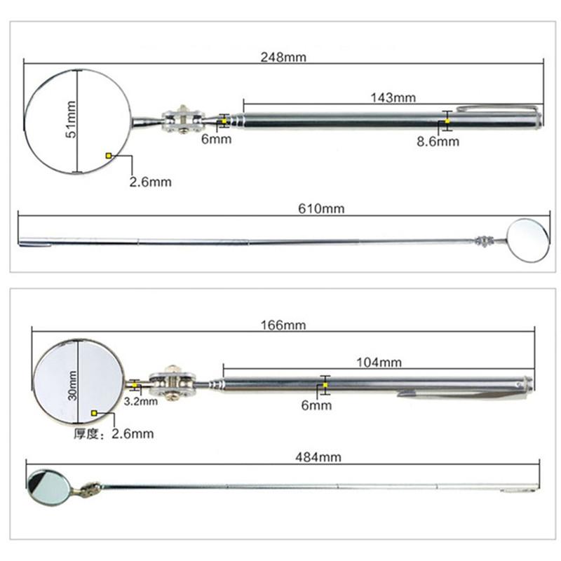 Car Telescopic Detection Lens 30mm 50mm Portable Pection Round Mirror Car Angle View Pen for Auto Pection Hand Repair Tool