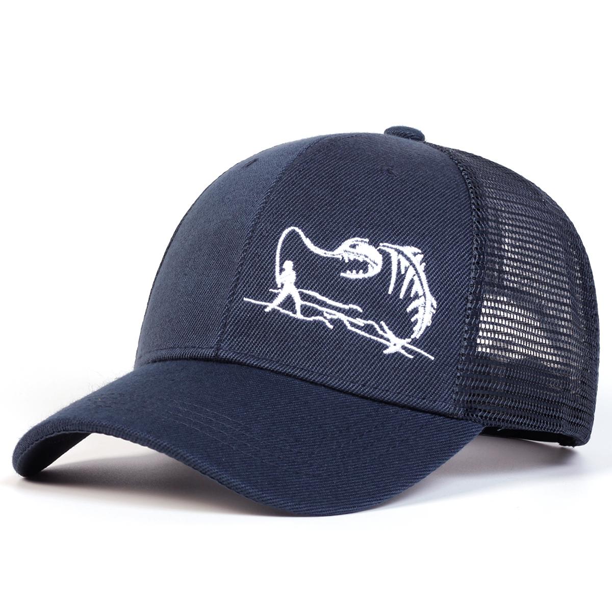 

Unisex Go Fishing Embroidery Baseball Net Caps Spring and Summer Outdoor Use Adjustable Casual Hats Sunscreen Hat High Quality Practical Daily Use тёмно-синий