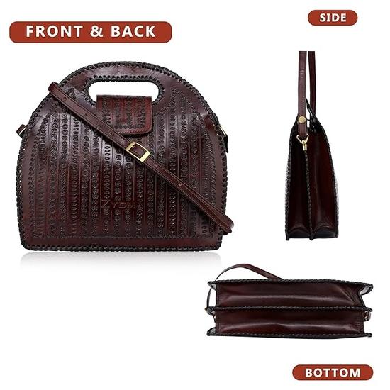 Zygma Leather Handbag for Women - Genuine Handmade Bag, Burgundy