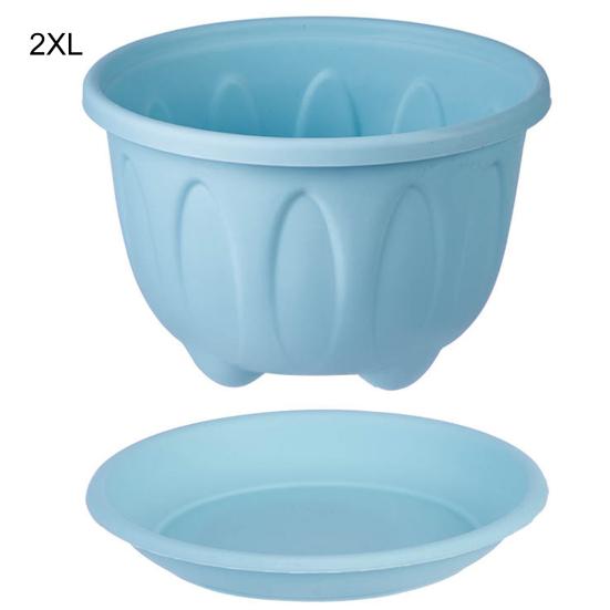 

Цветочный горшок, полезный для двора, легкий круглый пластиковый садовый горшок, высокое качество, красивый 2XL синий