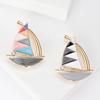 Fashion Enamel Sailboat Brooches for Women Rhinestone Transportation Pins Event Party New Gifts Decoration Clothes Accessories
