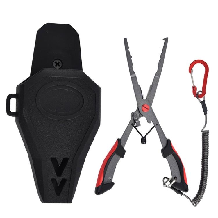 

Fishing Multitool Fishing Pliers with Sheath and Coiled Lanyard Line Cutter Rings Openers Hook Remover Fishing Tackle