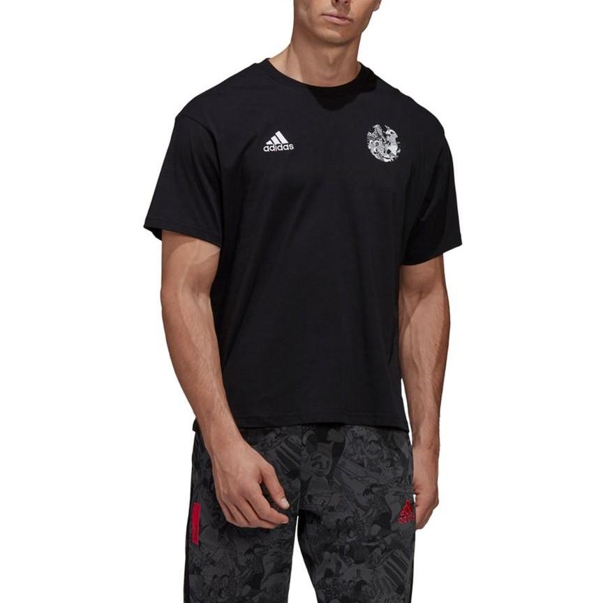 adidas T Shirts Men's Black Crew Neck Moderate Straight Fit GK3442