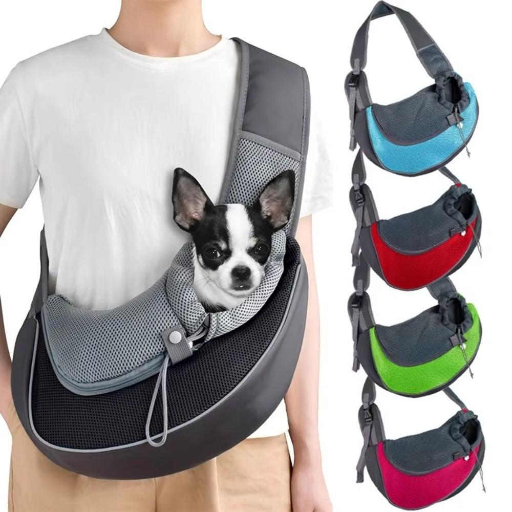 Breathable Mesh Pet Carrier Backpack Oxford Material Crossbody Design Pet Travel Bag Shoulder Strap Handbag Style