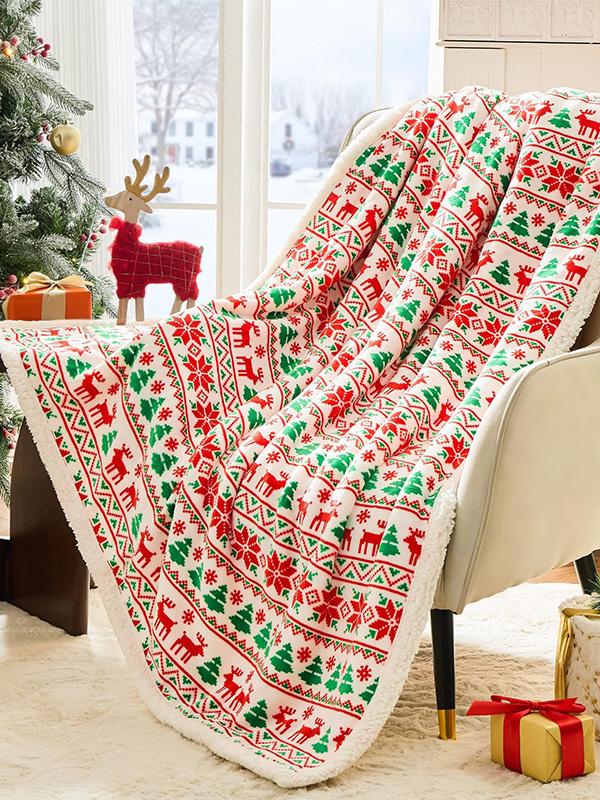 Christmas Pattern Blanket Flannel Home Warmth Blanket