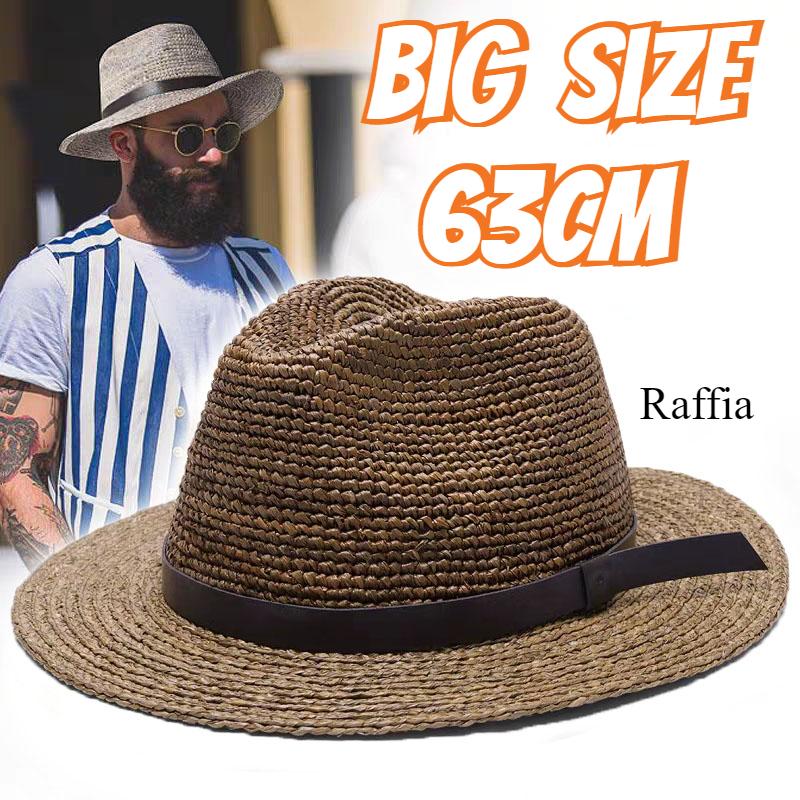 Übergröße 63CM Lafite-Gras Neuer Panama-Jazz-Strohhut für Herren und Damen, für den Außenbereich, Sonnenschutz, Sonnenhut, Sommer, UV-Schutz UPF 50+, Strandhut