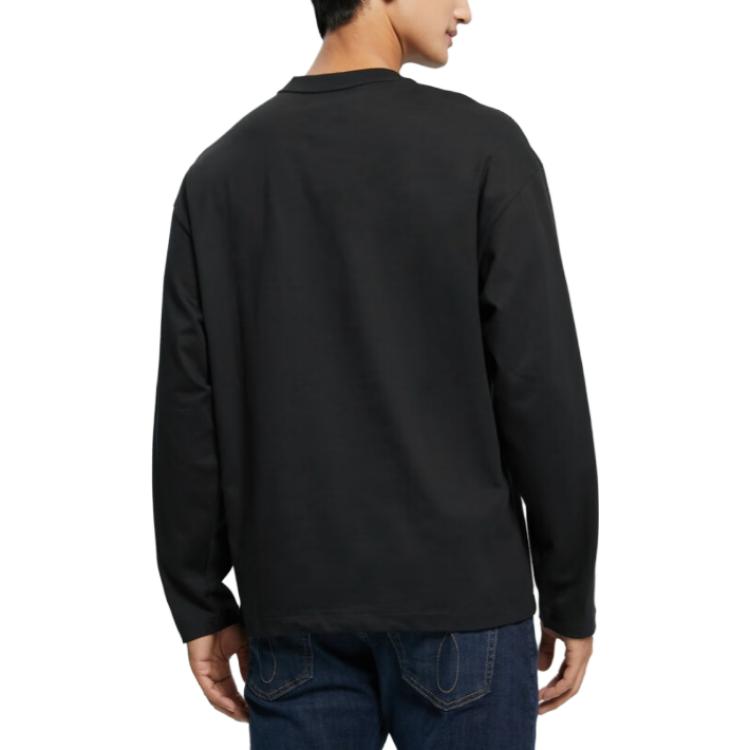 Calvin Klein Casual Round Neck Long Sleeve T-Shirt Men Tops Classic-Black 40JM230-BAE