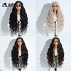 Noble Synthetic Lace Front Wigs For Women 32 inch Body Wave Ombre Brown Blonde Lace Wig Highlight Cosplay Wigs Heat Resistant