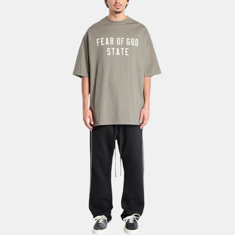 Fear of God Essentials Relaxed Sweatpants With Piping Jet Black/Cloud White Men Bottoms 130SP258060F