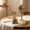 Lebensechte Harz-Wildtierstatuen Waldhirsch Kleintierstatue, Elchfigur mit Kaninchen Igel Fuchs Figuren Igel, Wasserdicht für Außenbereich