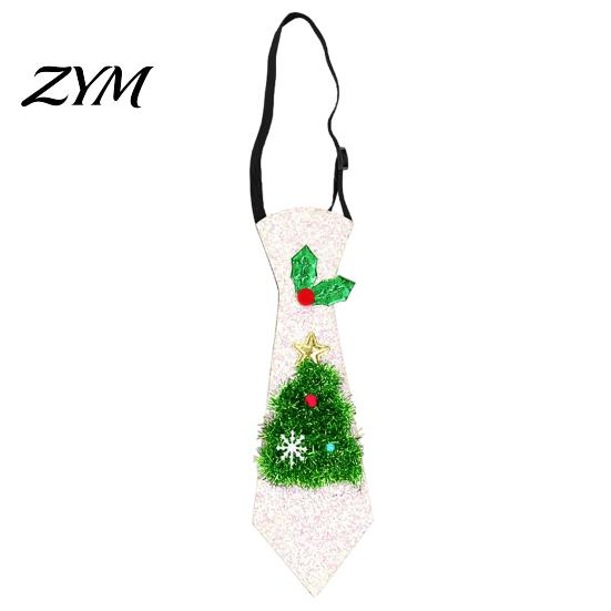 Quick Wear Holiday Necktie Adjustable Glitter Christmas Necktie, Non-woven Fabric Dress Up Costume Fun Party Favors Accessories, Sparkling Funny