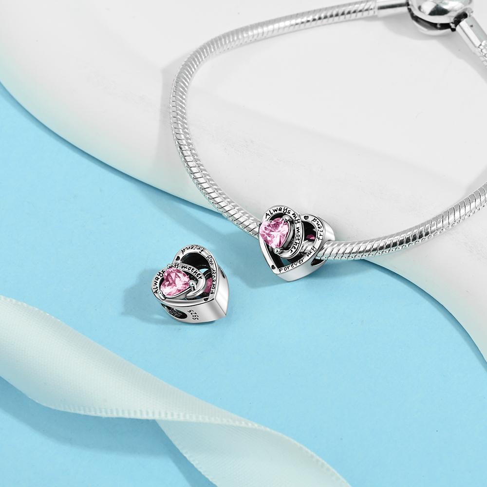 Love Heart Birthstone Beads Birthday Gift Copper Plated For Charms Copper Plated Original Bracelet For Jewelry Making
