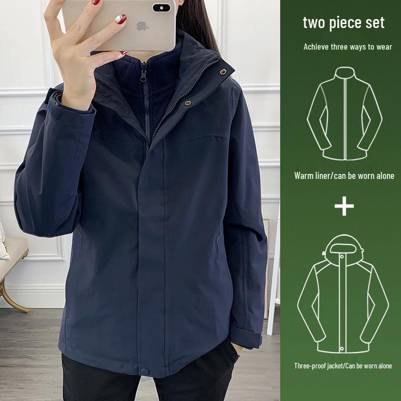 Custom Windproof and Waterproof Men s 3-in-1 Outdoor Jacket with Logo Printing for Corporate and Team Apparel 4XL