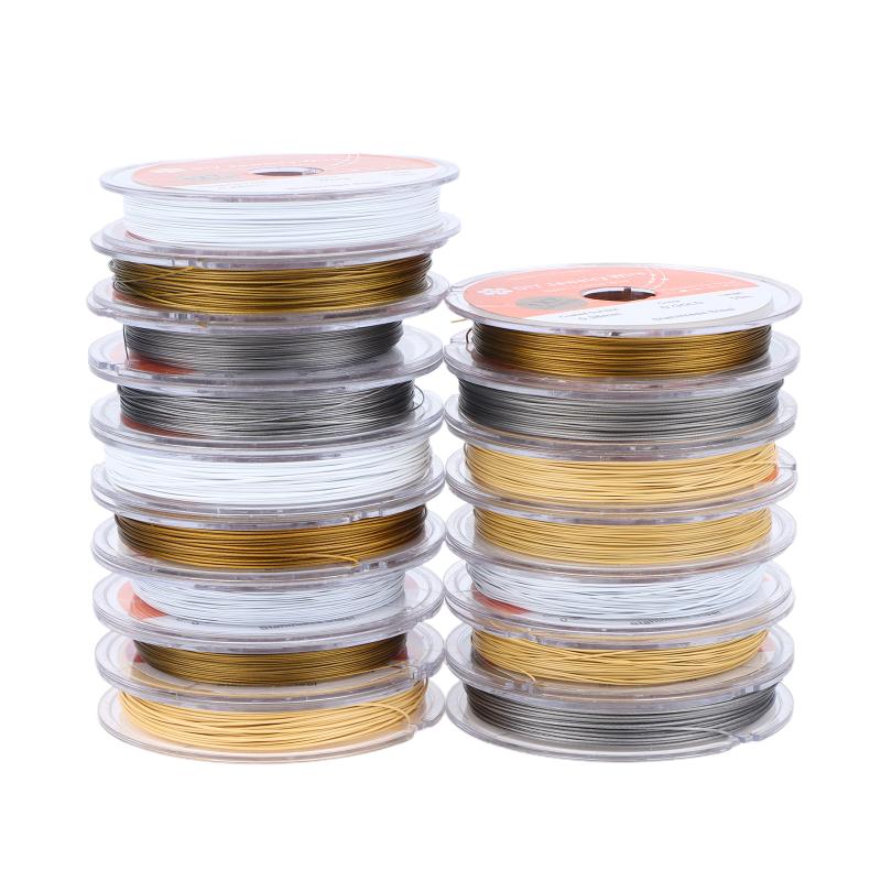50Meter/Roll 0.3/0.38/0.5/0.6Mm Rhodium Gold Color Stainless Steel Beading Wire For Jewelry Making Diy Bracelet Findings
