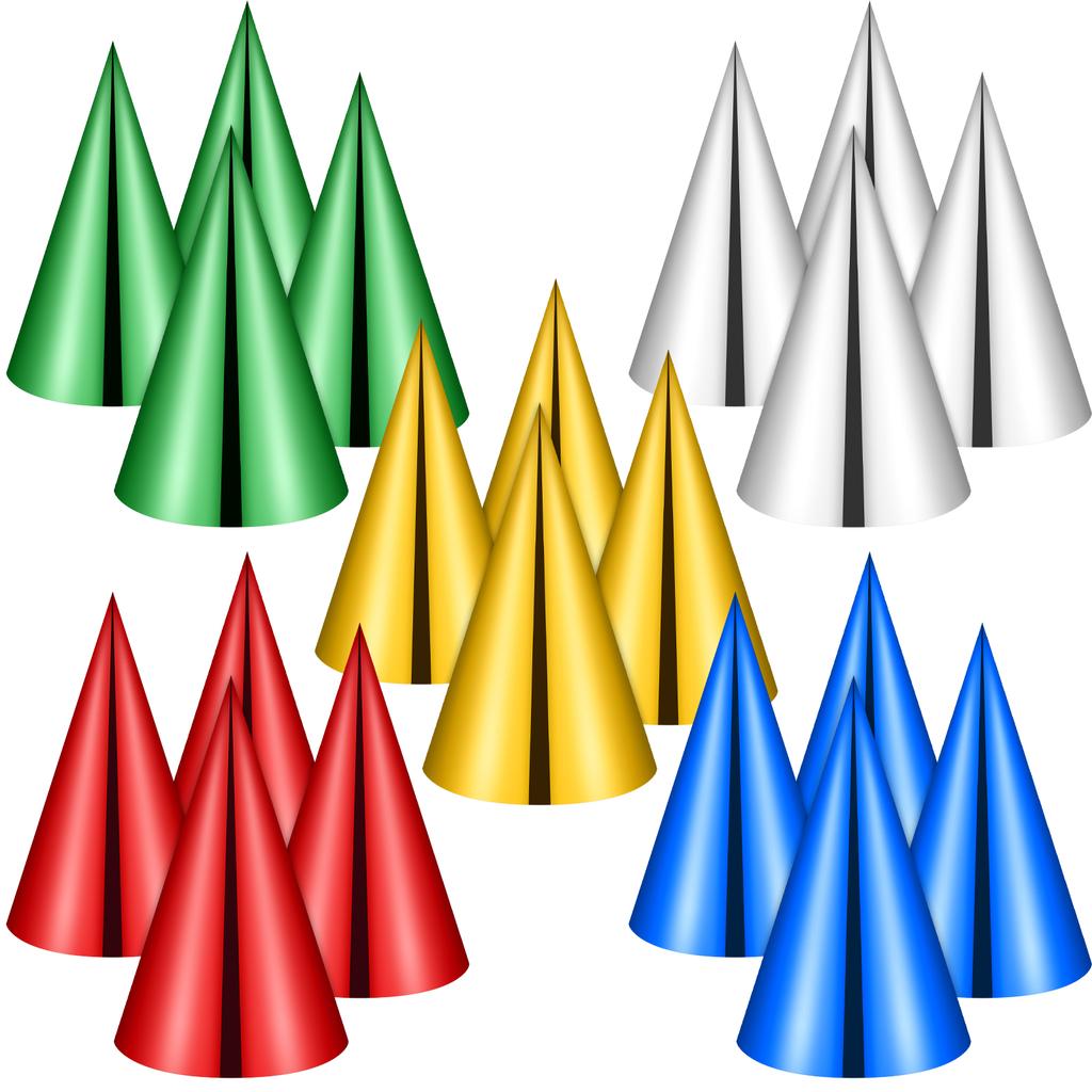 30Pcs 7.3 * 4.9Inches Cone Party Hats Colorful Metallic Foil Birthday Cone Hats Bulk Metallic Foil Cone Headwear