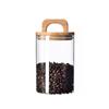 Vacuum Sealed Clear Glass Dry Foods Canister Sealing Lid and Wood Handle Canister for Snacks and Ingredients