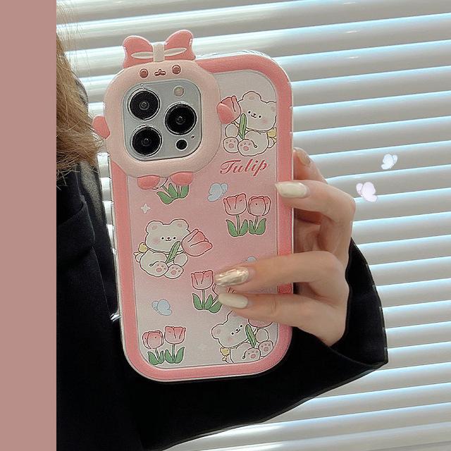 

3d мультяшный цветок в виде ракушки для Iphone 14promax 11 12 Promax 13 14 Pro Max Plus, милый медведь, бабочка, 2 в 1, противоударный чехол для телефона For iphone 12pro