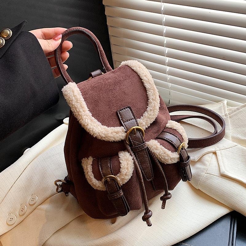 Autumn and Winter Retro Niche Multi-pocket Backpack Maillard Trend Explosion Commuter Fashionable Portable Tote Bag Women
