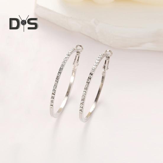 Große Creolen mit Strasssteinen für Damen, große, dünne, runde Creolen mit Zirkonia, funkelnd, hypoallergen, Schmuck, Geschenk